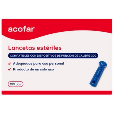 Comprar ACOFAR LANCETAS ESTERILES 100 UNIDADES al mejor precio en NuestraFarma, tu farmacia online