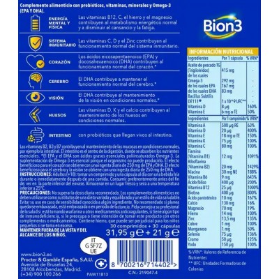 Comprar BION3 MULTI & OMEGA-3 CON PROBIOTICOS 30 COMPRIMIDOS + 30 CAPSULAS al mejor precio en NuestraFarma, tu farmacia online