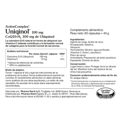 Comprar ACTIVECOMPLEX BIOACTIVE Q10 UNIQUINOL 100 MG 30 CAPSULAS al mejor precio en NuestraFarma, tu farmacia online