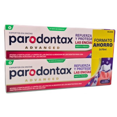 Comprar PARODONTAX REFUERZA Y PROTEGE LAS ENCIAS DENTIFRICO SABOR MENTA FRESCA PACK 2X75 ML al mejor precio en NuestraFarma, tu farmacia online