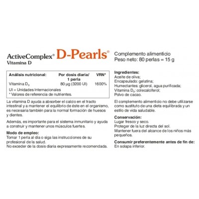 Comprar ACTIVECOMPLEX VITAMINA D FORTE 3200 UI 80 PERLAS al mejor precio en NuestraFarma, tu farmacia online