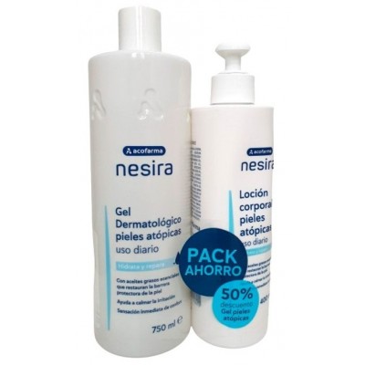 Comprar ACOFAR NESIRA PIEL ATOPICA GEL 750 ML + LOCION 400 ML al mejor precio en NuestraFarma, tu farmacia online