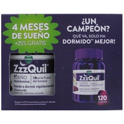 Comprar ZZZQUIL SUEÑO 120 GUMMIES SABOR FRUTOS DEL BOSQUE PACK PROMOCIONAL al mejor precio en NuestraFarma, tu farmacia online