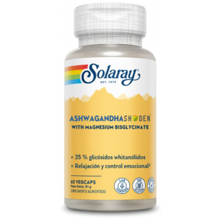 SOLARAY ASHWAGANDHA SHODEN Y BISGLICINATO DE MAGNESIO 60 CAPSULAS VEGETALES