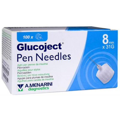Comprar GLUCOJECT PEN NEEDLES 31 G 8 MM 100 AGUJAS al mejor precio en NuestraFarma, tu farmacia online