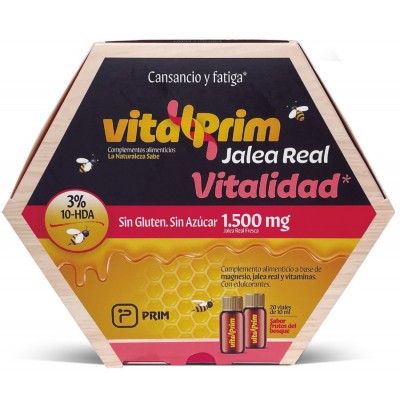 Comprar VITALPRIM JALEA REAL VITALIDAD 1500 MG SIN AZUCARES SABOR FRUTOS DEL BOSQUE 20 VIALES 10 ML al mejor precio en NuestraFarma, tu farmacia online