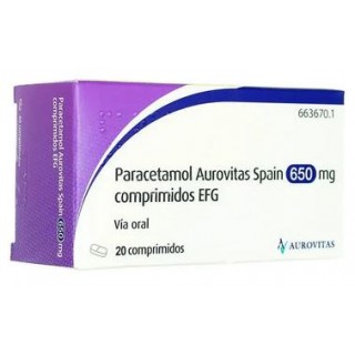PARACETAMOL AUROVITAS SPAIN EFG 650 MG 20 COMPRIMIDOS