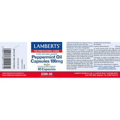 Comprar LAMBERTS ACEITE DE MENTA 100 MG 90 CAPSULAS 8399 al mejor precio en NuestraFarma, tu farmacia online
