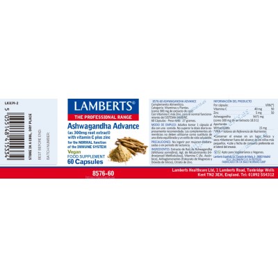 Comprar LAMBERTS ASHWAGANDHA 60 CAPSULAS 8576 al mejor precio en NuestraFarma, tu farmacia online