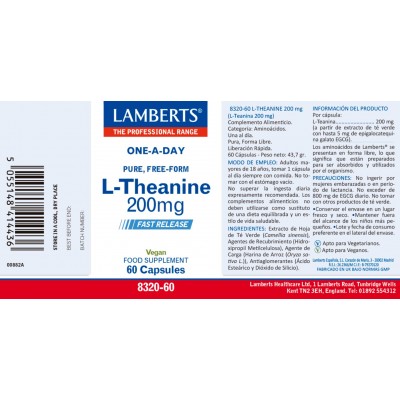 Comprar LAMBERTS L-TEANINA 200 MG 60 CAPSULAS 8320 al mejor precio en NuestraFarma, tu farmacia online