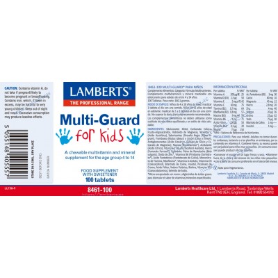 Comprar LAMBERTS MULTI-GUARD FOR KIDS VITAMINAS PARA NIÑOS 100 TABLETAS 8461 al mejor precio en NuestraFarma, tu farmacia online