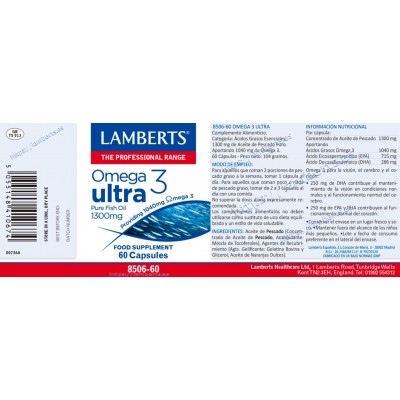 Comprar LAMBERTS OMEGA 3 ULTRA 60 CAPSULAS 8506 al mejor precio en NuestraFarma, tu farmacia online