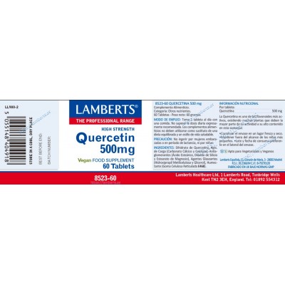 Comprar LAMBERTS QUERCETINA 500 MG 60 TABLETAS 8523 al mejor precio en NuestraFarma, tu farmacia online