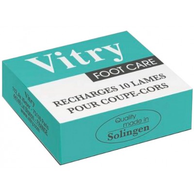 Comprar VITRY RECAMBIO DE CUCHILLAS PARA CORTACALLOS 10 UNIDADES REF1078Z al mejor precio en NuestraFarma, tu farmacia online