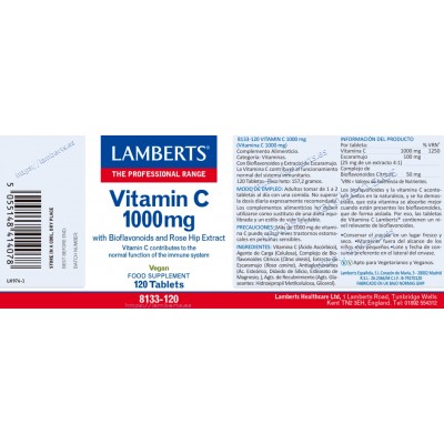 Comprar LAMBERTS VITAMINA C 1000 MG 120 TABLETAS 8133 al mejor precio en NuestraFarma, tu farmacia online
