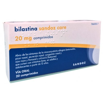 Comprar BILASTINA SANDOZ CARE 20 MG 20 COMPRIMIDOS al mejor precio en NuestraFarma, tu farmacia online