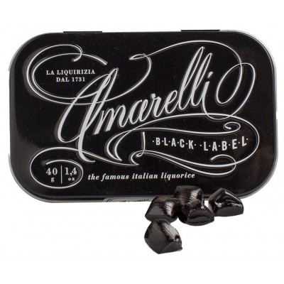 Comprar AMARELLI REGALIZ BLACK LABEL SPEZZATA PASTILLAS DE REGALIZ 40 G al mejor precio en NuestraFarma, tu farmacia online