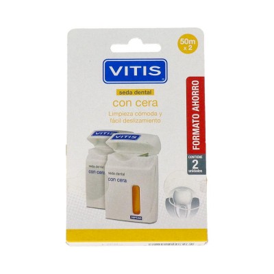 Comprar VITIS SEDA DENTAL CON CERA DUPLO 2X50M al mejor precio en NuestraFarma, tu farmacia online