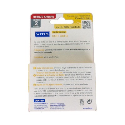 Comprar VITIS SEDA DENTAL CON CERA DUPLO 2X50M al mejor precio en NuestraFarma, tu farmacia online
