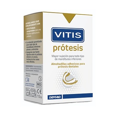 Comprar VITIS PROTESIS ALMOHADILLAS ADHESIVAS PARA PROTESIS DENTALES (ANTIGUO FITTYDENT ALMOHADILLAS) 15 U al mejor precio en NuestraFarma, tu farmacia online