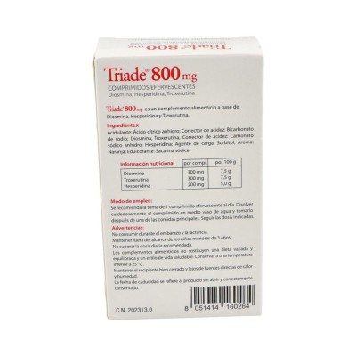 Comprar TRIADE 800 MG 30 COMPRIMIDOS EFERVESCENTES al mejor precio en NuestraFarma, tu farmacia online