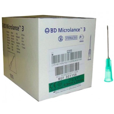 Comprar BD MICROLANCE3 AGUJA HIPODERMICA 100 UNIDADES 21 G 1" 25 MM X 0,8 MM al mejor precio en NuestraFarma, tu farmacia online