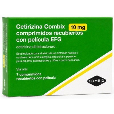Comprar CETIRIZINA COMBIX EFG 10 MG 7 COMPRIMIDOS RECUBIERTOS al mejor precio en NuestraFarma, tu farmacia online