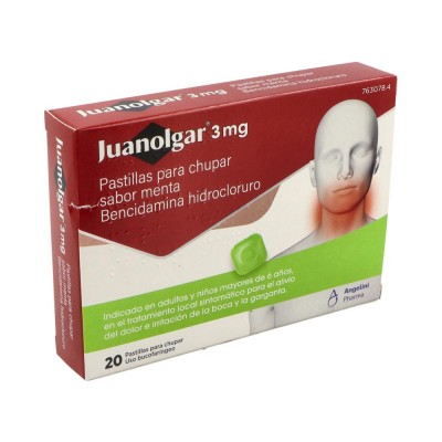 Comprar JUANOLGAR 3 MG 20 PASTILLAS PARA CHUPAR (SABOR MENTA)(BLISTER) al mejor precio en NuestraFarma, tu farmacia online