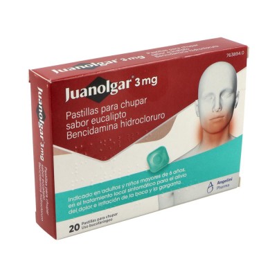 Comprar JUANOLGAR 3 MG 20 PASTILLAS PARA CHUPAR (SABOR EUCALIPTO)(BLISTER) al mejor precio en NuestraFarma, tu farmacia online
