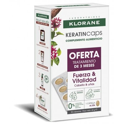 Comprar KLORANE KERATINCAPS FUERZA Y VITALIDAD 90 CAPSULAS al mejor precio en NuestraFarma, tu farmacia online
