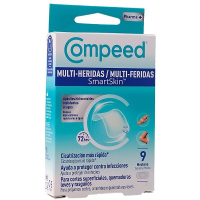 Comprar COMPEED MULTI-HERIDAS SMARTSKIN HIDROCOLOIDE 9 UNIDADES TAMAÑO MEDIANO al mejor precio en NuestraFarma, tu farmacia online