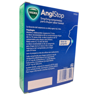 Comprar ANGISTOP 5 MG/1 MG 24 COMPRIMIDOS PARA CHUPAR SABOR MENTOL (PVC/PE/PVDC) al mejor precio en NuestraFarma, tu farmacia online
