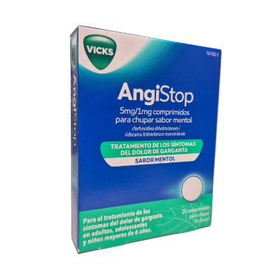 Comprar ANGISTOP 5 MG/1 MG 24 COMPRIMIDOS PARA CHUPAR SABOR MENTOL (PVC/PE/PVDC) al mejor precio en NuestraFarma, tu farmacia online