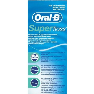 Comprar ORAL-B SEDA DENTAL SUPERFLOSS 50 U al mejor precio en NuestraFarma, tu farmacia online