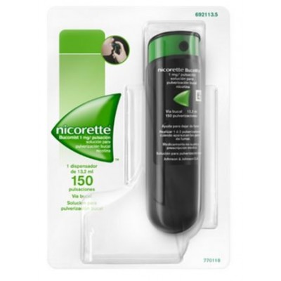 Comprar NICORETTE BUCOMIST 1 mg/PULSACION SOLUCION PARA PULVERIZACION BUCAL 1 ENVASE 13,2 ml (150 DOSIS) al mejor precio en NuestraFarma, tu farmacia online