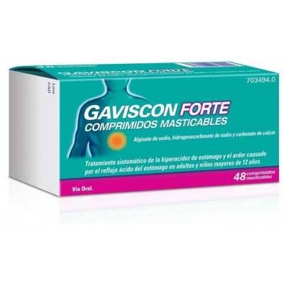Comprar GAVISCON FORTE 48 COMPRIMIDOS MASTICABLES al mejor precio en NuestraFarma, tu farmacia online