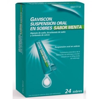 Comprar GAVISCON 24 SOBRES SUSPENSION ORAL 10 ml (SABOR MENTA) al mejor precio en NuestraFarma, tu farmacia online