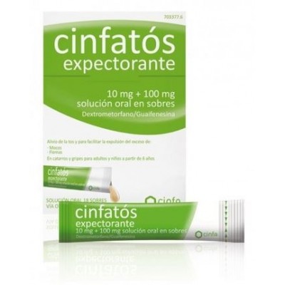 Comprar CINFATOS EXPECTORANTE 10 mg/100 mg 18 SOBRES SOLUCION ORAL al mejor precio en NuestraFarma, tu farmacia online