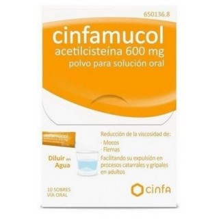 CINFAMUCOL ACETILCISTEINA FORTE 600 mg 10 SOBRES POLVO PARA SOLUCION ORAL