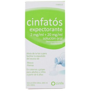 CINFATOS EXPECTORANTE 2 mg/ml + 20 mg/ml SOLUCION ORAL 1 FRASCO 200 ml (PET)