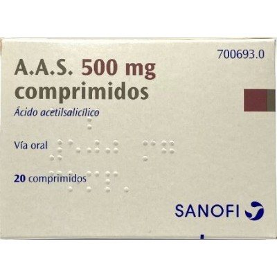 Comprar A.A.S. 500 MG 20 COMPRIMIDOS al mejor precio en NuestraFarma, tu farmacia online