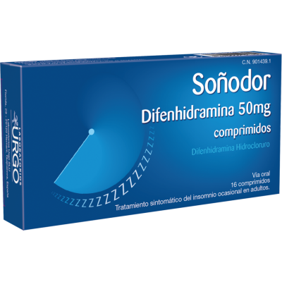 Comprar SOÑODOR DIFENHIDRAMINA 50 MG 16 COMPRIMIDOS al mejor precio en NuestraFarma, tu farmacia online