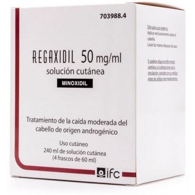 Comprar REGAXIDIL 50 MG/ML SOLUCION CUTANEA 4 FRASCOS 60 ML al mejor precio en NuestraFarma, tu farmacia online