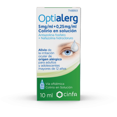 Comprar OPTIALERG 5 mg/ml + 0,25 mg/ml COLIRIO EN SOLUCION 1 FRASCO 10 ml al mejor precio en NuestraFarma, tu farmacia online