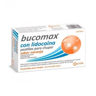 Comprar BUCOMAX CON LIDOCAINA 24 PASTILLAS PARA CHUPAR (SABOR NARANJA) al mejor precio en NuestraFarma, tu farmacia online