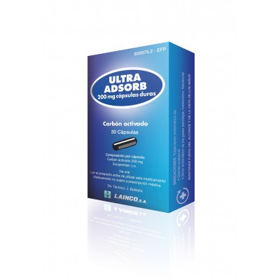 Comprar ULTRA ADSORB 200 MG 30 CAPSULAS al mejor precio en NuestraFarma, tu farmacia online