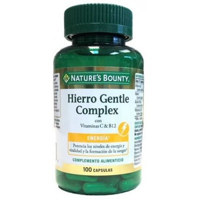 Comprar NATURES BOUNTY HIERRO GENTLE COMPLEX CON VITAMINAS C Y B12 100 CAPSULAS al mejor precio en NuestraFarma, tu farmacia online