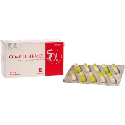 Comprar COMPLIDERMOL 5ALFA 60 CAPSULAS al mejor precio en NuestraFarma, tu farmacia online