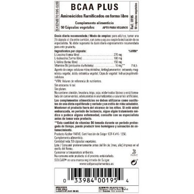 Comprar SOLGAR B.C.A.A. PLUS 50 CAPSULAS VEGETALES al mejor precio en NuestraFarma, tu farmacia online