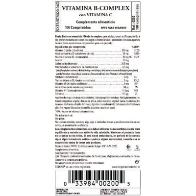 Comprar SOLGAR B-COMPLEX CON VITAMINA C 100 COMPRIMIDOS al mejor precio en NuestraFarma, tu farmacia online